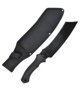 Mes: sabel met SCK-merk, gekartelde rugge, met schede (39 cm.) ⚔️