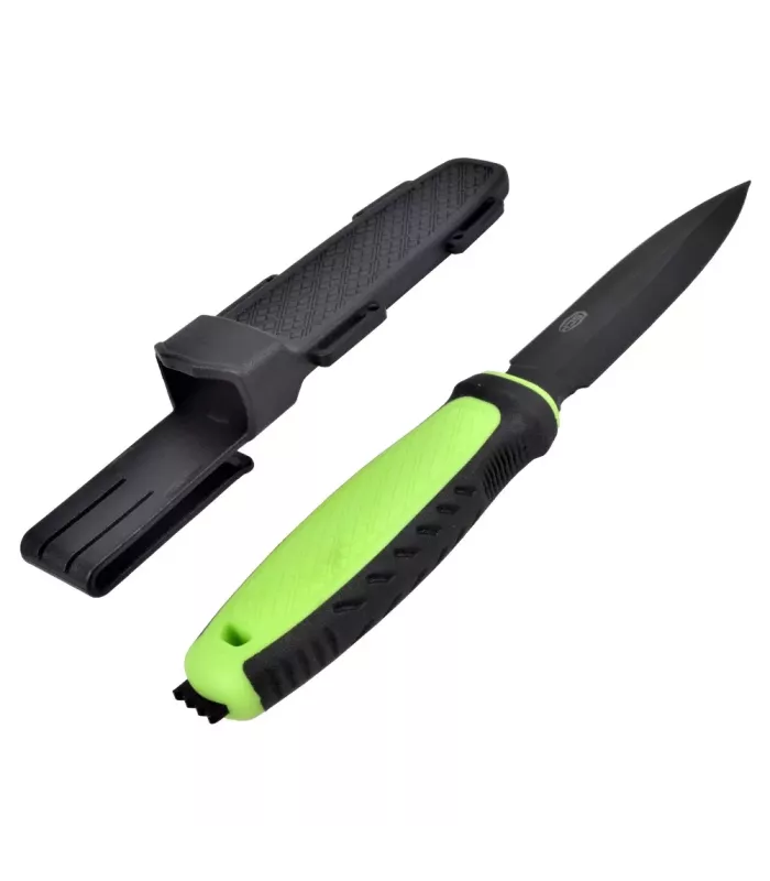 Schwarz-grünes Abenteuermesser mit einseitiger Klinge SCK (23,5 cm.) ⚔️