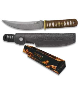 Damasco CNC-kniv, mærke Tokisu, brunt snorret håndtag ⚔️