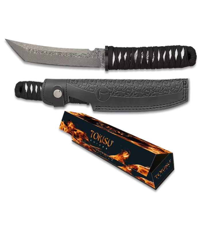 Cuchillo Damasco CNC, marca Tokisu, con funda en piel ⚔️