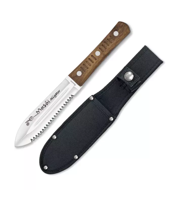 Masái Alligator dobbeltægget kniv med savtand ⚔️