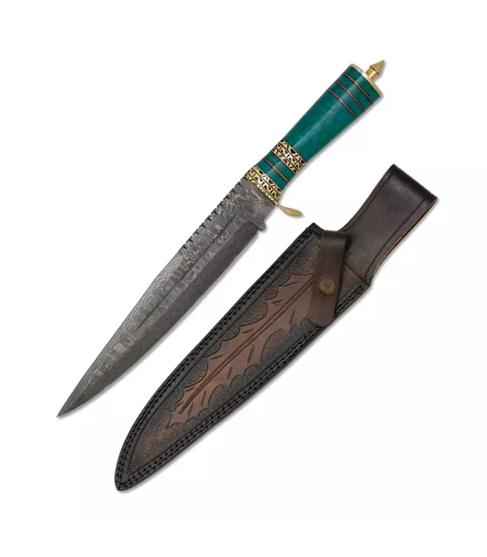 Sportmes met Damast staal van roestvrij staal met breuk-glaspunt en schede ⚔️