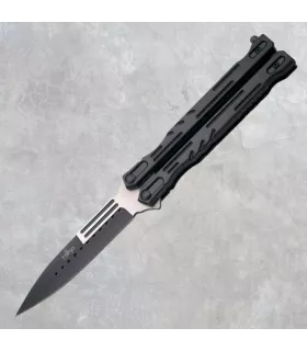 Couteau papillon noir Third, lame en acier inoxydable polie (12,3 cm) ⚔️