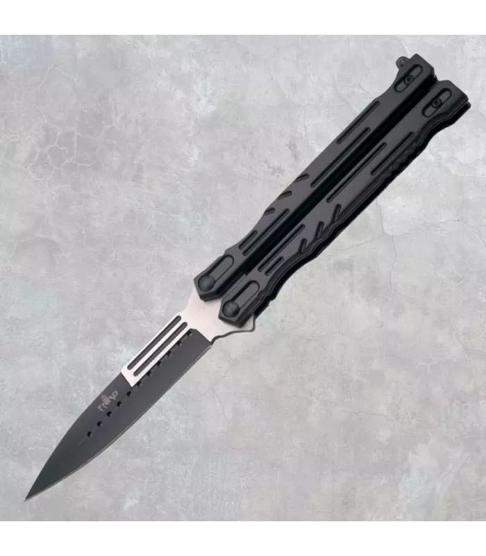 Black butterfly knife Third, stainless steel polished blade (12.3 cm.) ⚔️