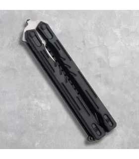 Coltello a farfalla nero Third, lama in acciaio inox lucido (12,3 cm.)