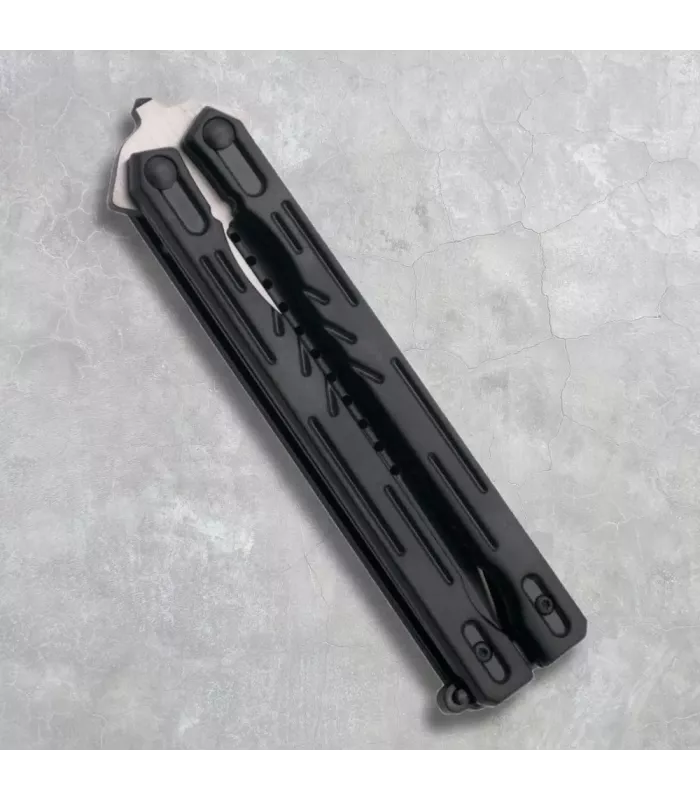 Black butterfly knife Third, stainless steel polished blade (12.3 cm.) ⚔️