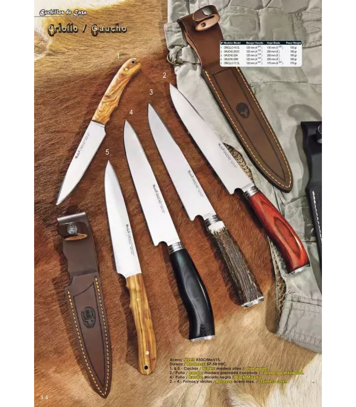 Couteau de chasse Gaucho, bois de cerf ⚔️