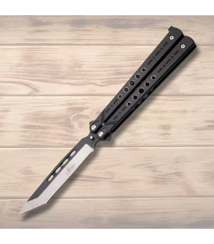 Schwarzes Butterfly-Messer Dritter, schwarzes Silberblatt 11,5 cm. ⚔️