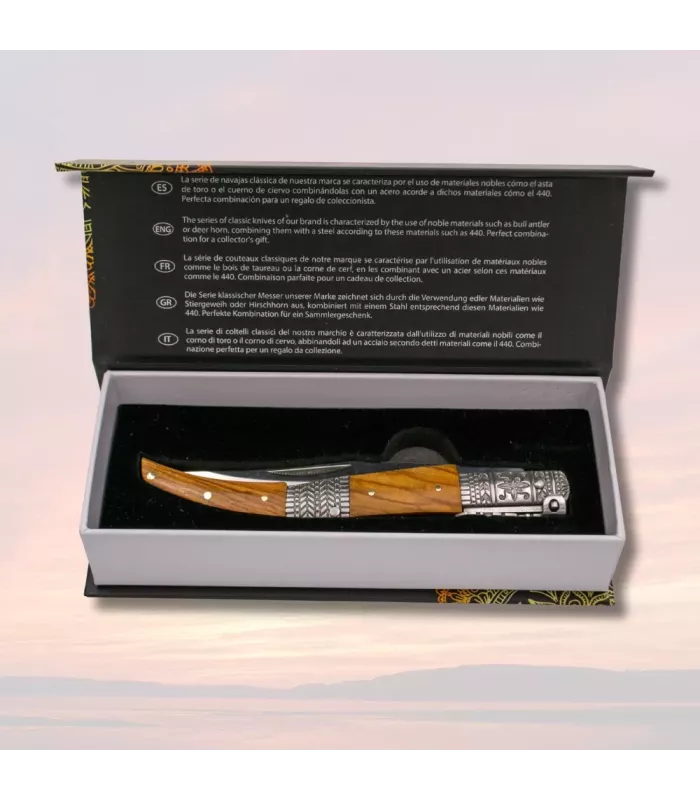 Couteau arabe à carraca de la série Soie Ambre (28,8 cm). ⚔️