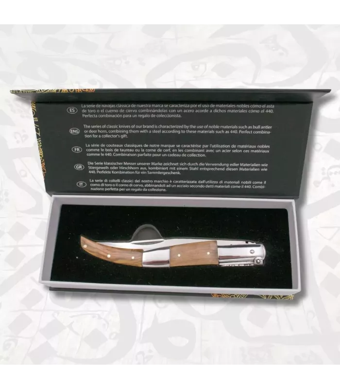 Canivete árabe de carraca série Seda Âmbar, cabo de oliva ⚔️