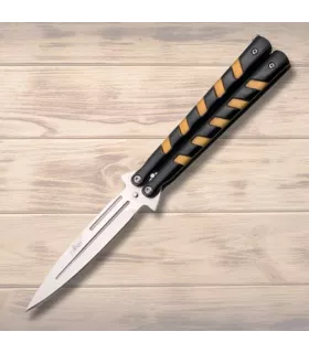 Coltello a ventaglio nero-oro Terzo, lama di 12 cm. ⚔️