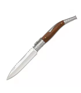 Navaja clásica apertura de carraca, mango madera y aluminio ⚔️