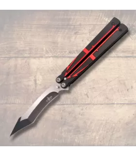 Sværdkniv sort-rød tredje, blad 12,6 cm. ⚔️