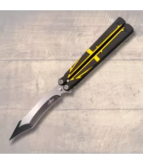 Schmetterlingsmesser schwarz-gelb Third, Klinge 12,6 cm. ⚔️