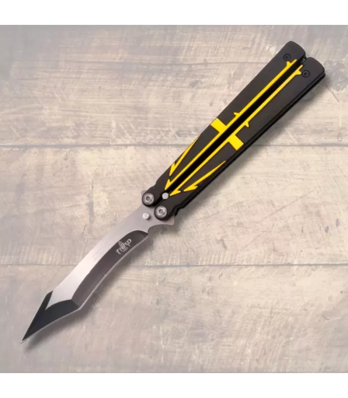 Navaja borboleta preto-amarelo Terceira, lâmina de 12,6 cm. ⚔️