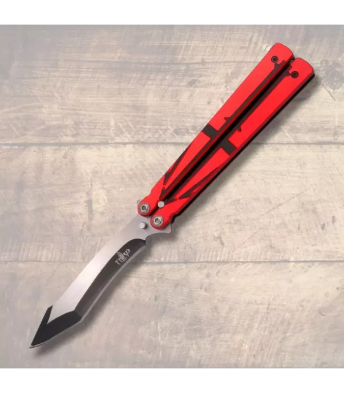 Navaja mariposa rossa-nera Terza, foglio 12,6 cm. ⚔️