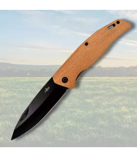 Navaja da campo Third, manico in legno di acero acero (lametta nera) ⚔️