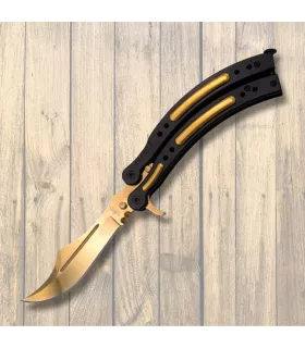Fächerdolch Third in Gold-Schwarz, Stahlklinge 420, 13,6 cm. ⚔️
