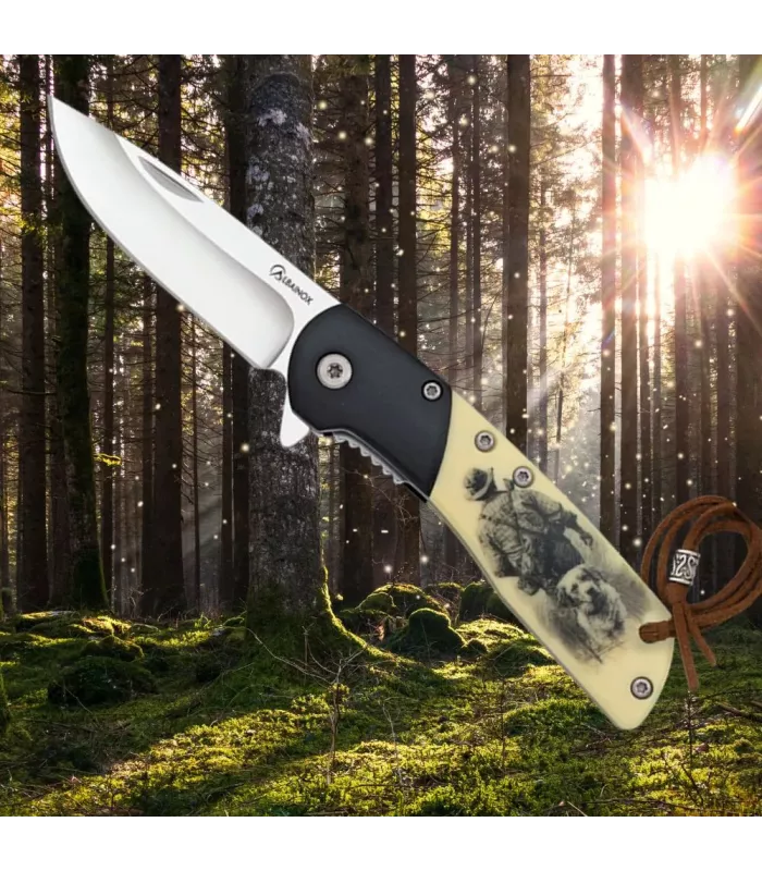 Albainox Jagersmes, zwart ABS-hout (16,20 cm.) ⚔️