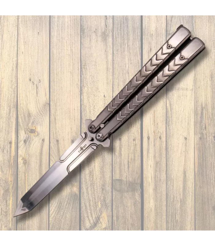 Navaja leque Third acabamento cromado, lâmina 420 (12,6 cm). ⚔️