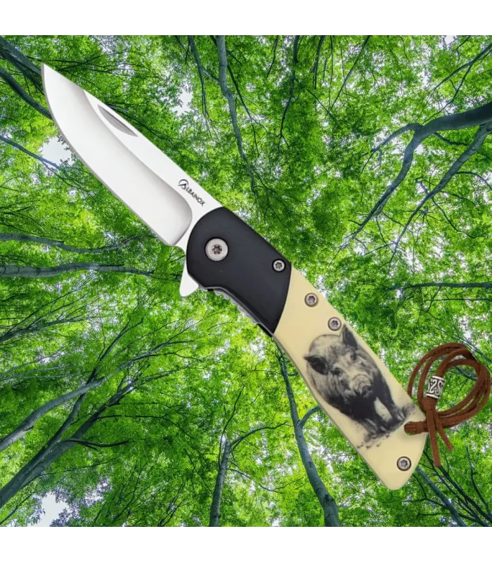 Wild Boar Albainox Pocket Knife, black wood ABS (16.20 cm.) ⚔️