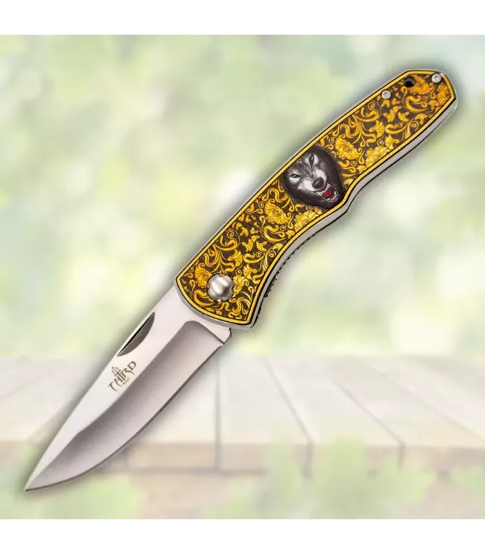 Canivete de campo Third decorado lobo (20,7 cm.) ⚔️