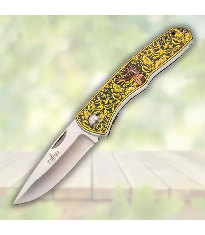 Navaja de campo Third decorada ciervo (20,7 cm.) ⚔️