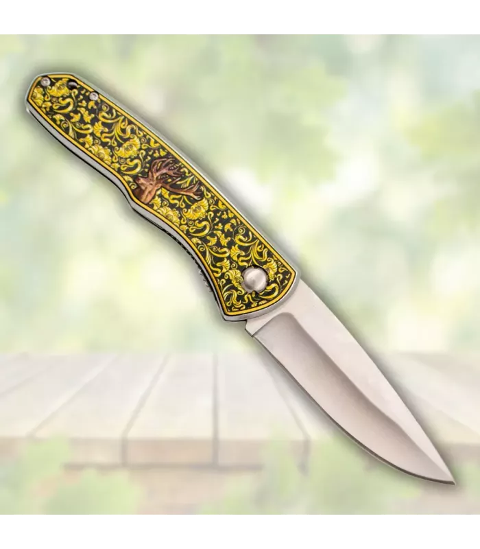 Navaja de campo Third decorada ciervo (20,7 cm.) ⚔️