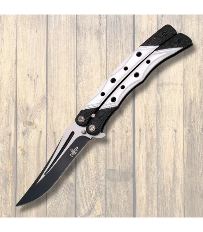 Navaja abanico Third, satinfinish og sort kant (23 cm). ⚔️