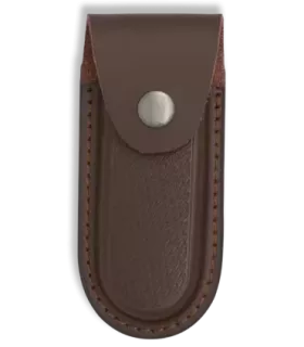 Hardcase van bruin leer voor zakmessen (13,5x6 cm). ⚔️