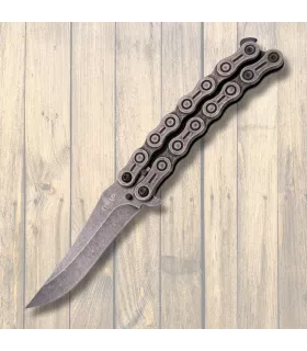 Navaja ventaglio Third finitura pietra, manico catena (23,1 cm.) ⚔️