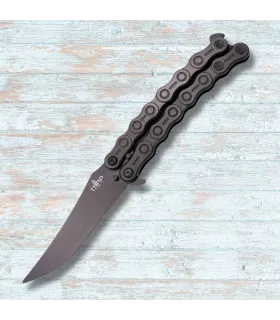 Praktisk butterfly kniv Third finish sort (23,1 cm.) ⚔️