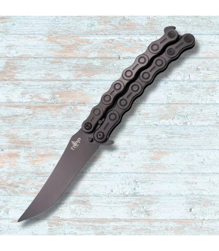 Practice butterfly knife Third black finish (23.1 cm.) ⚔️