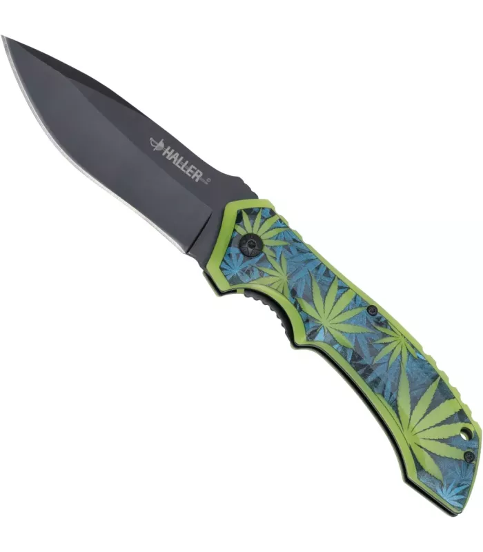 Coltello da campo design marijuana (9,5 cm). ⚔️