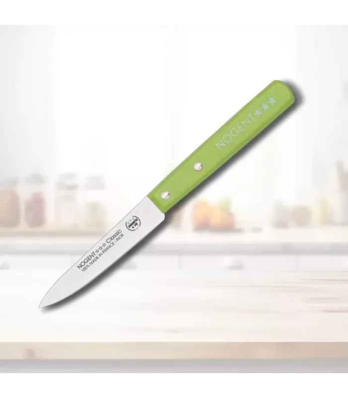 Couteau de cuisine Patatero marque NOGENT, manche en bois vert ⚔️