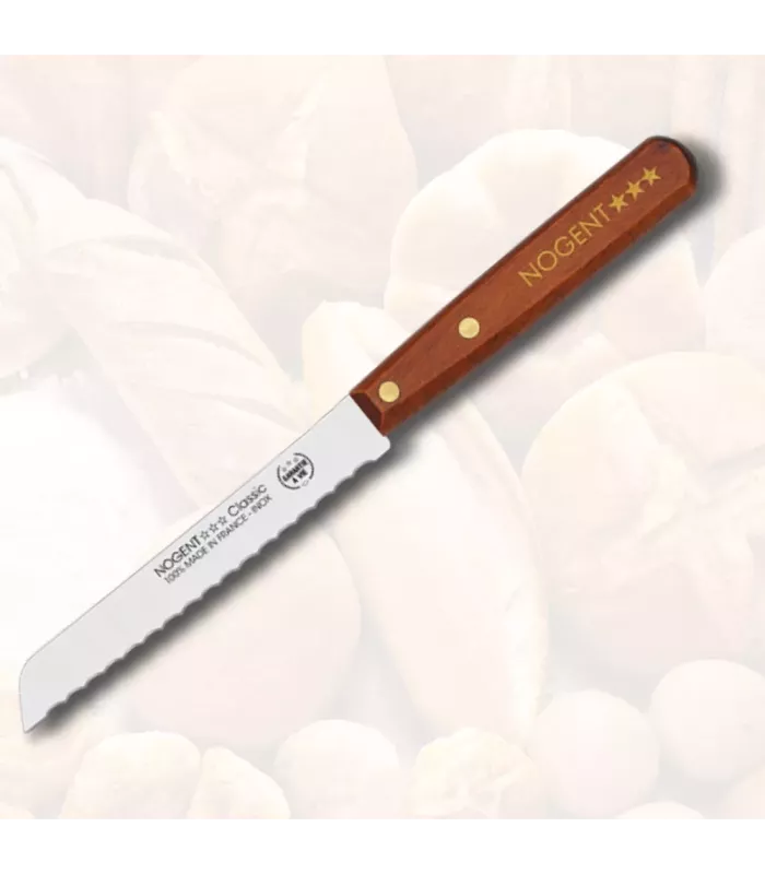 Faca de pão marca NOGENT, cabo de madeira de cerejeira ⚔️
