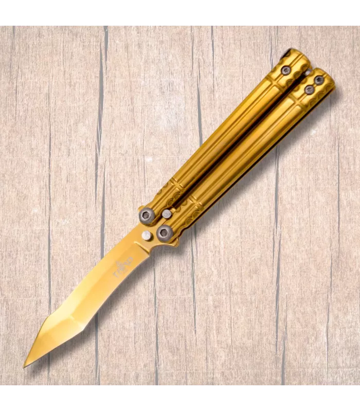 Butterfly knife Third, titanium gold bath blade (16.1 cm.) ⚔️