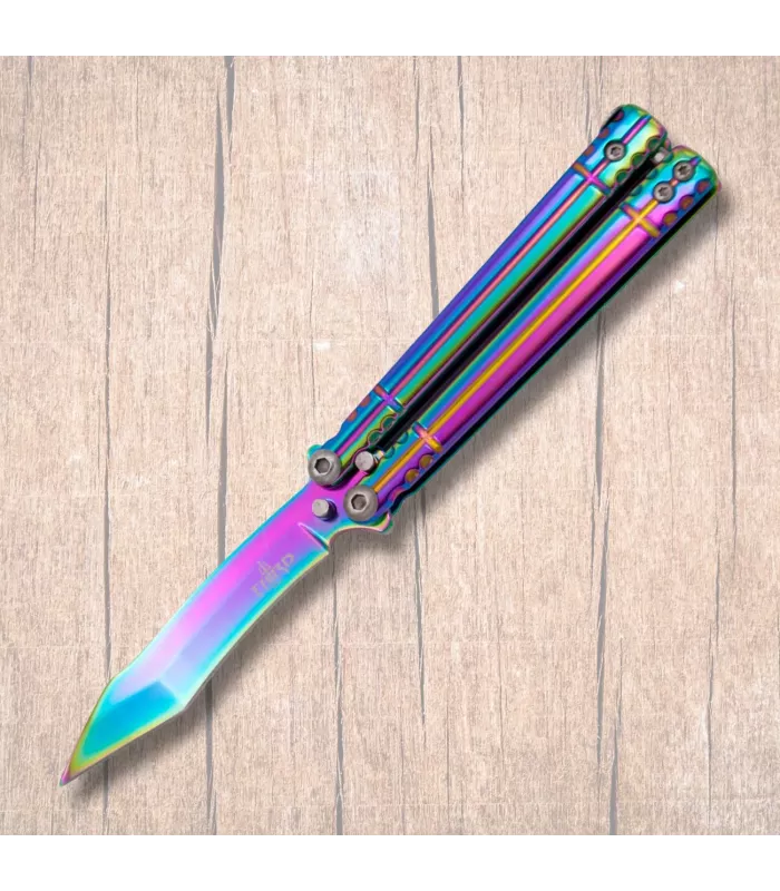Butterfly knife Third, titanium rainbow bath blade (16.1 cm.) ⚔️
