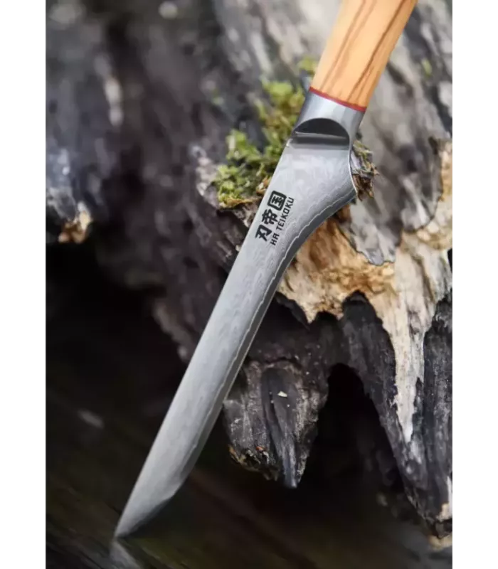 Couteau de cuisine désossant, Ha Teikoku, lame en acier damassé (25 cm). ⚔️