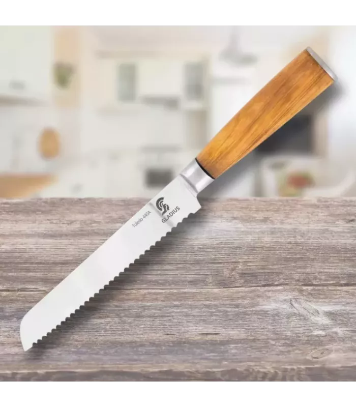 Faca de pão com cabo de oliveira, Art Gladius ⚔️