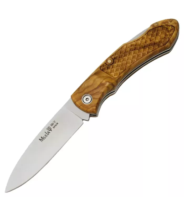 Navaja bloqueo cachas madera olivo ⚔️