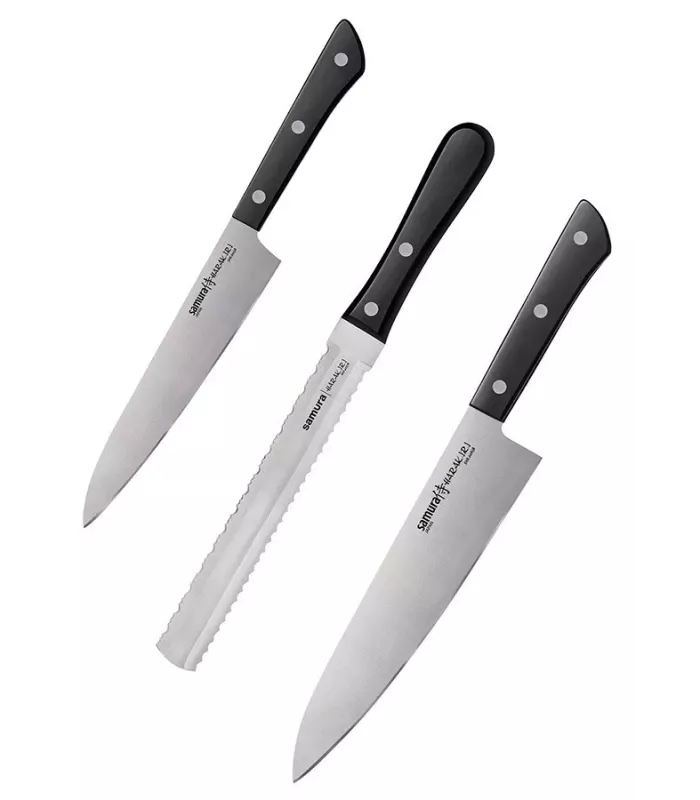 Conjunto de 3 facas de cozinha Samura série Harakiri ⚔️