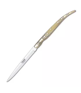 Couteau de type stylet avec poignée imitation de bois de cerf, lame de 8,5 cm.