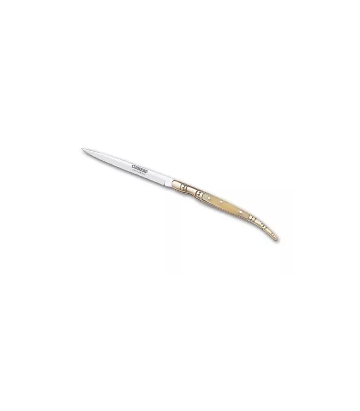 Couteau de type stylet avec poignée imitation de bois de cerf, lame de 8,5 cm.