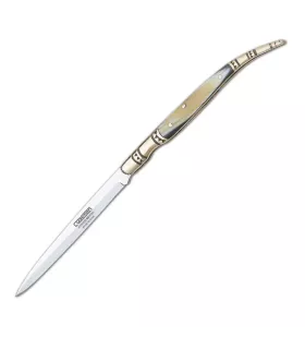 Couteau-stylet avec poignée imitation d'os, lame de 11 cm. ⚔️