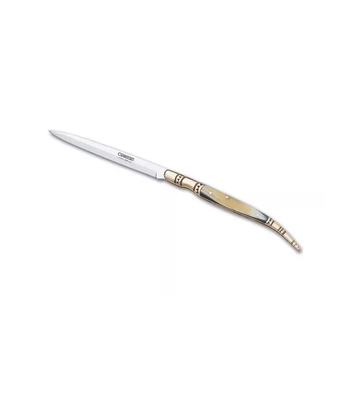 Couteau-stylet avec poignée imitation d'os, lame de 11 cm. ⚔️