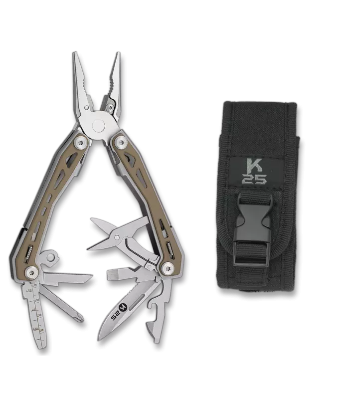 Alicate multiuso tático marca K25 modelo Coyote, 9 usos ⚔️
