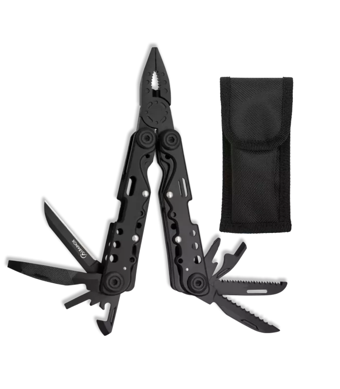 Multifunctionele zwarte kniptang merk Albainox, 10 toepassingen (15,70 cm) ⚔️