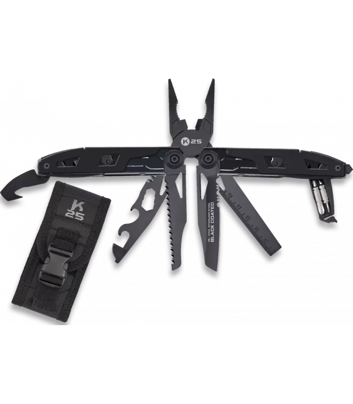 Multi-purpose tactical black pliers K25, blade 7CR17MOV ⚔️