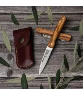 Coltello da caccia Mini Vendetta, manico in ulivo naturale (con fodera) ⚔️